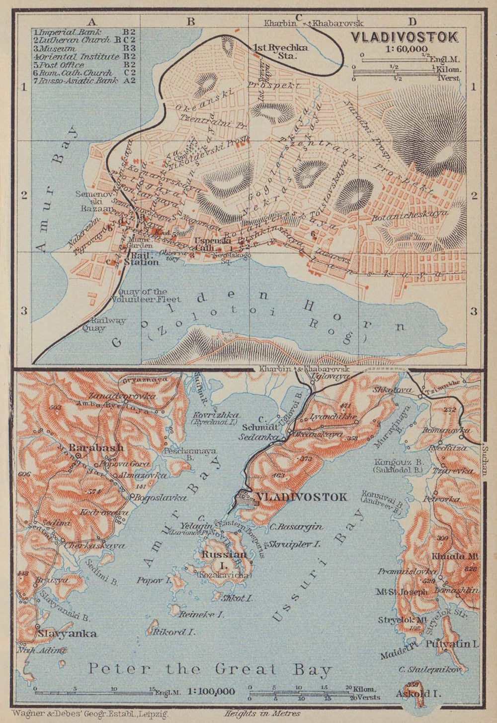 Vladivostok town/city plan & environs. Russia. Wladiwostok. BAEDEKER 1914 map