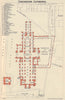 Chichester Cathedral ground floor plan. Sussex 1920 old antique map chart