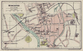 WORCESTER town city plan. Worcestershire 1920 old antique map chart