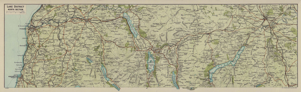 Lake District North. Keswick Penrith Cockermouth Cumbria 1920 old antique map