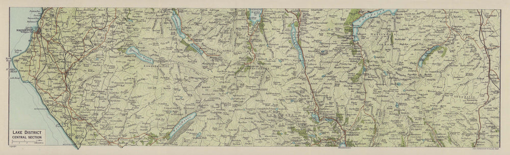 Lake District Central. Ambleside Ullswater Cumbria 1920 old antique map chart
