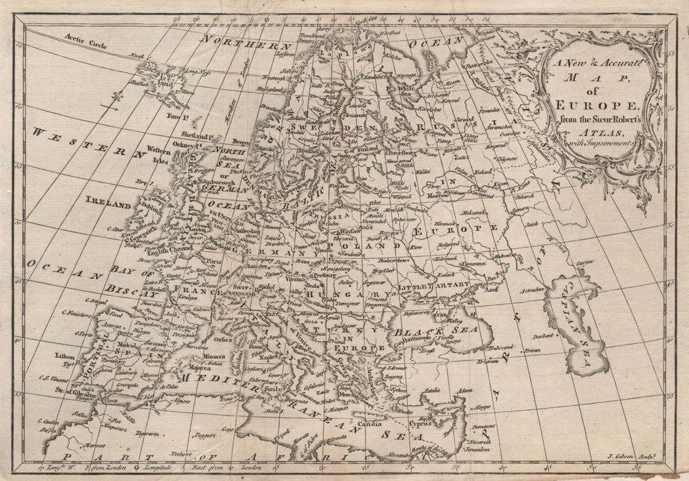 A new & accurate map of Europe, from the Sieur Robert's Atlas… GIBSON 1766