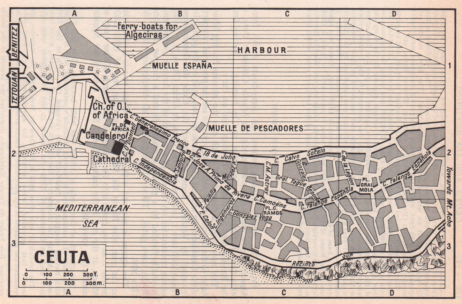 Ceuta Vintage Town City Tourist Plan Spain Morocco 1966 Old Vintage Ceuta Vintage Town City Tourist Plan Spain Morocco 1966 Old Vintage