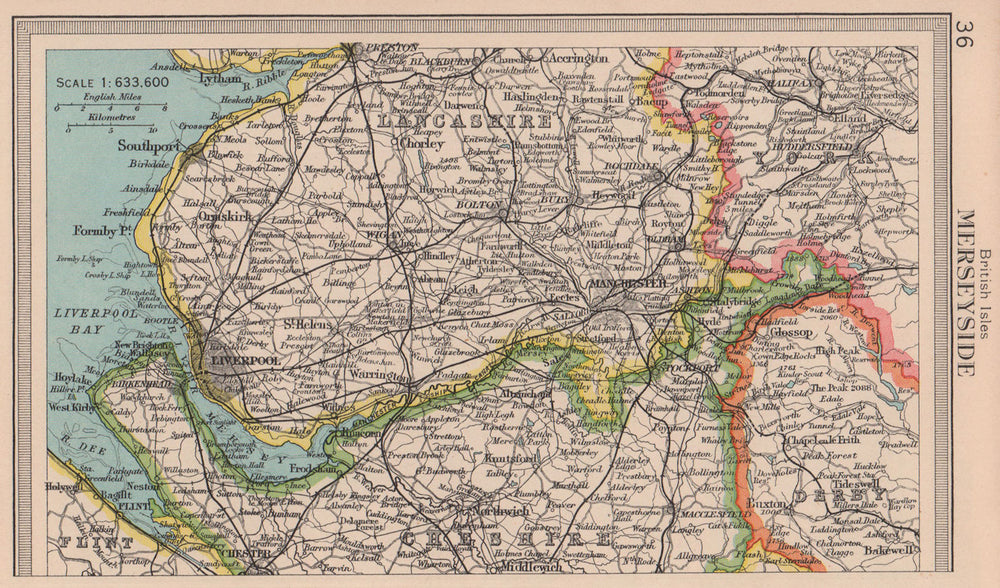 Merseyside. Lancashire Cheshire. BARTHOLOMEW 1949 old vintage map plan chart