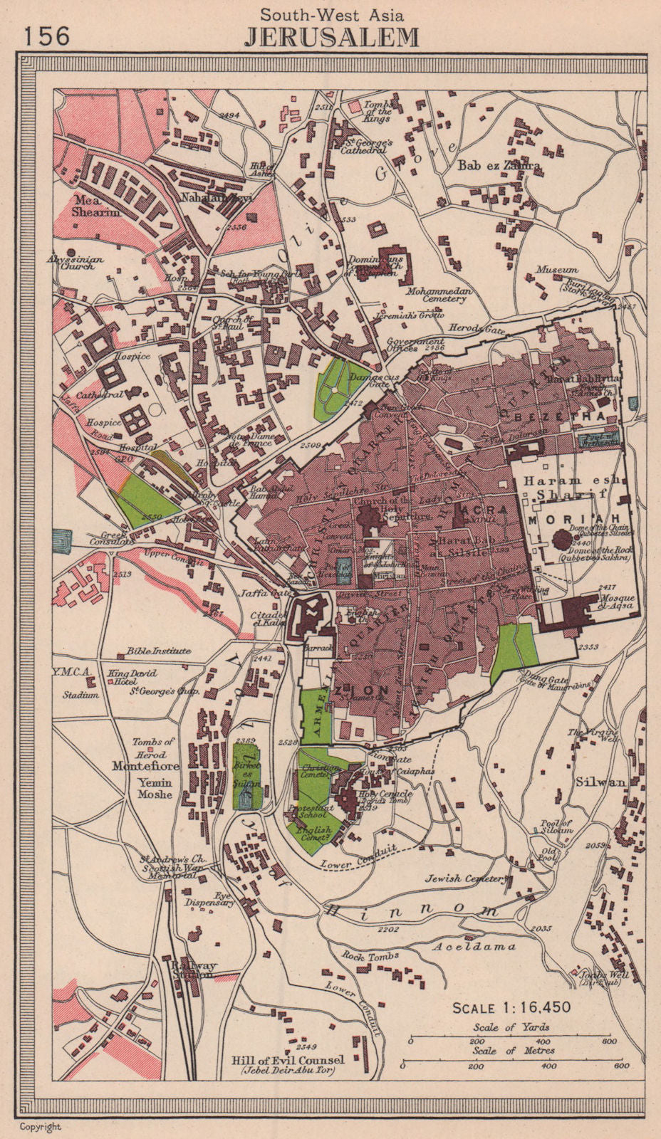Jerusalem city plan. Israel Palestine. BARTHOLOMEW 1949 old vintage map chart