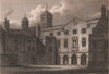The Writing School & Christ's Hospital, Newgate, London. Antique print 1817