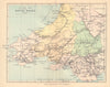 WALES Railway Map of South Wales BARTHOLOMEW 1885 old antique plan chart