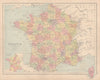 FRANCE in departments. No Alsace Lorraine. COLLINS 1873 old antique map chart