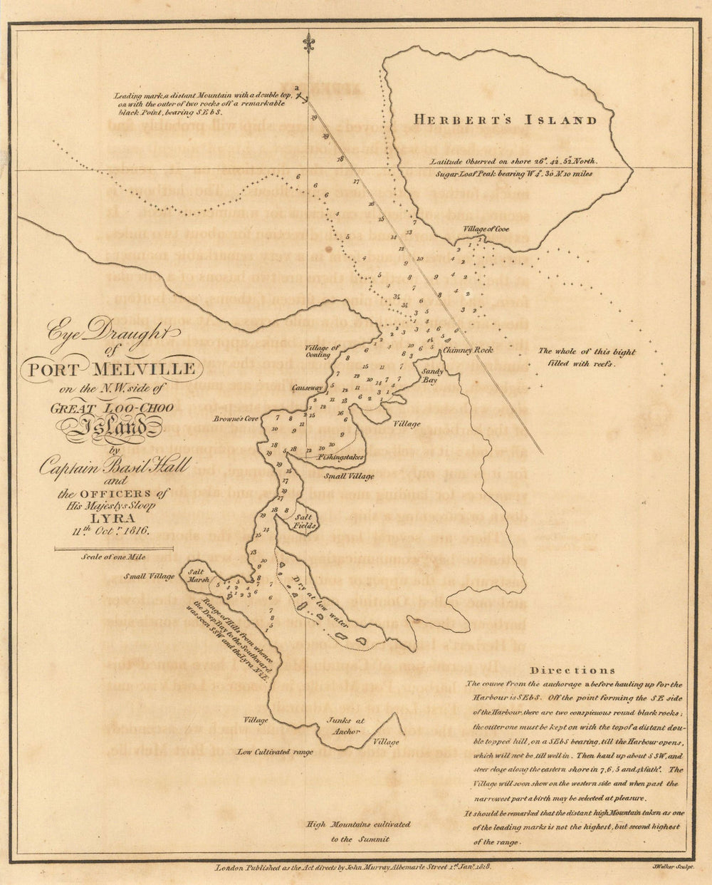 Draught of Port Melville on… Great Loo-Choo Island. Nakijin, Okinawa 1818 map