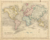 The World on Mercator's Projection by John Dower 1845 old antique map chart