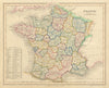 France in departments & provinces by John Dower 1845 old antique map chart