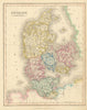 Denmark with Schleswig-Holstein, Lauenburg, Hamburg & Lubeck. DOWER 1845 map
