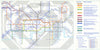 LONDON UNDERGROUND tube map. First four panel map. October 2001 old