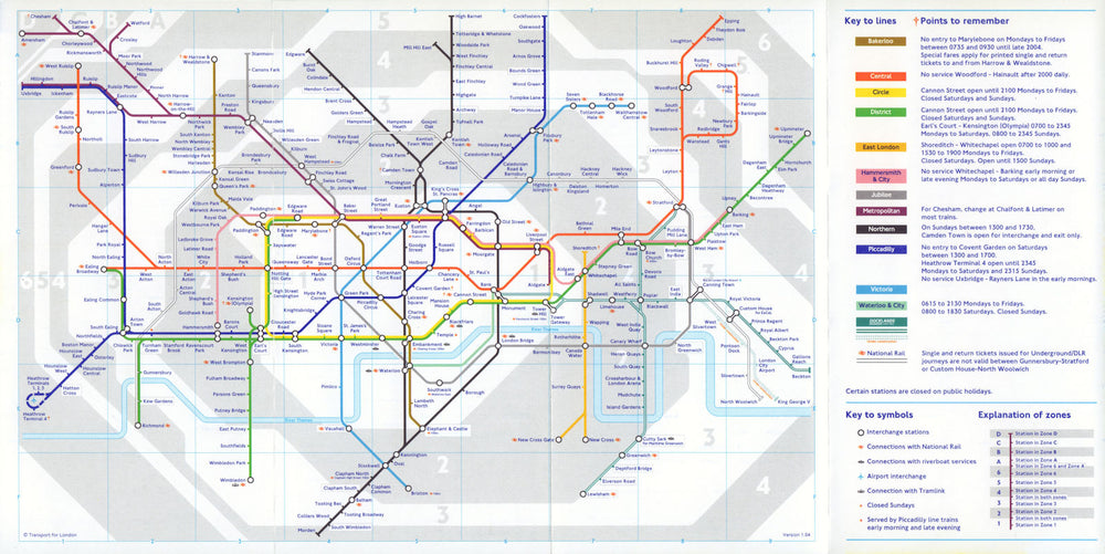 LONDON UNDERGROUND tube map. DLR King George V extension u/c. January 2004