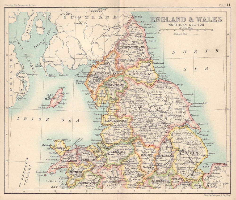 England & Wales Northern Section. Great Britain. BARTHOLOMEW 1898 old map