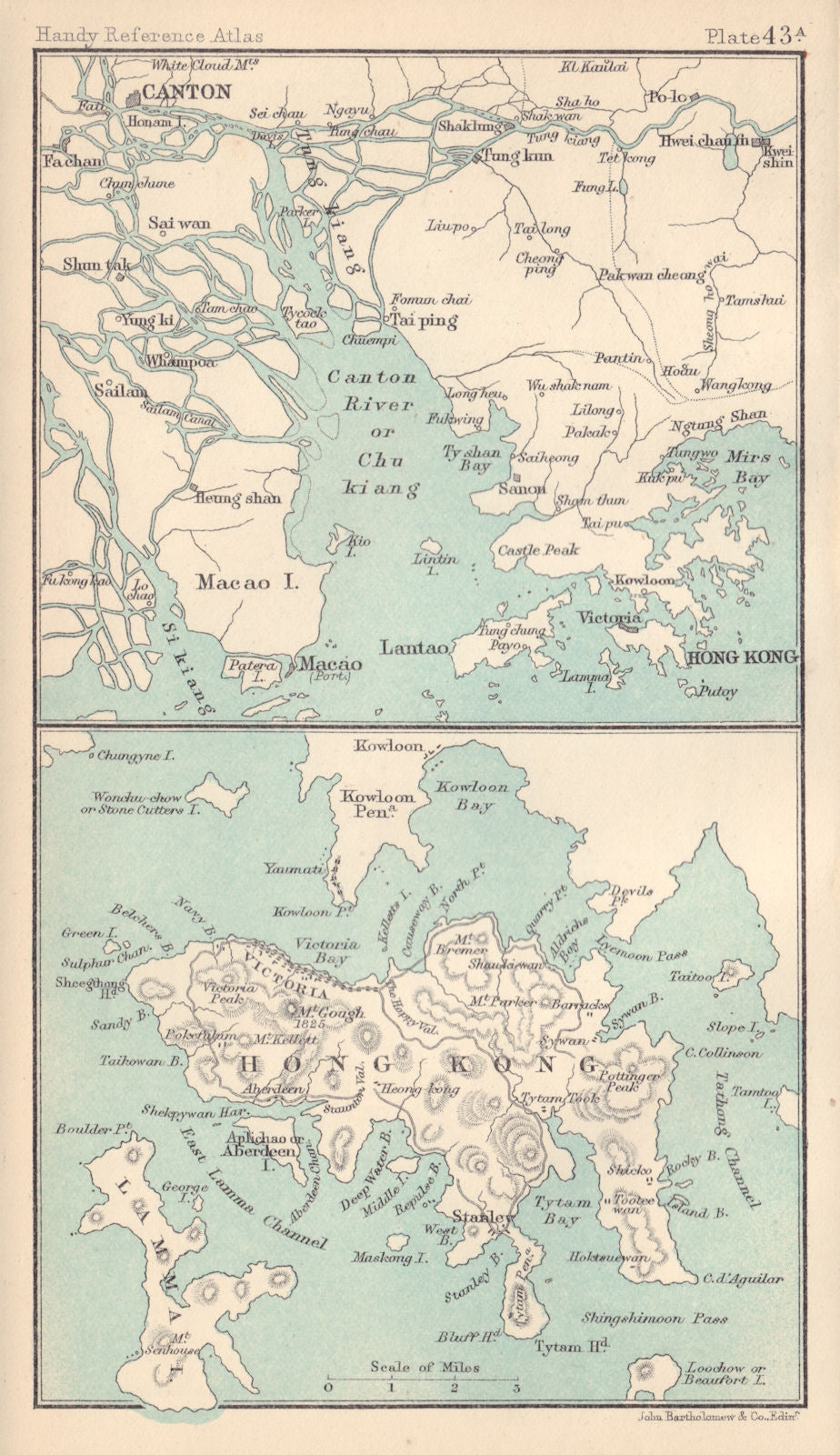 Hong Kong island. Pearl River Estuary. Canton Guangdong. BARTHOLOMEW 1898 map