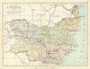 SUFFOLK. Antique county map. Railways roads canals. Constituencies. PHILIP 1889