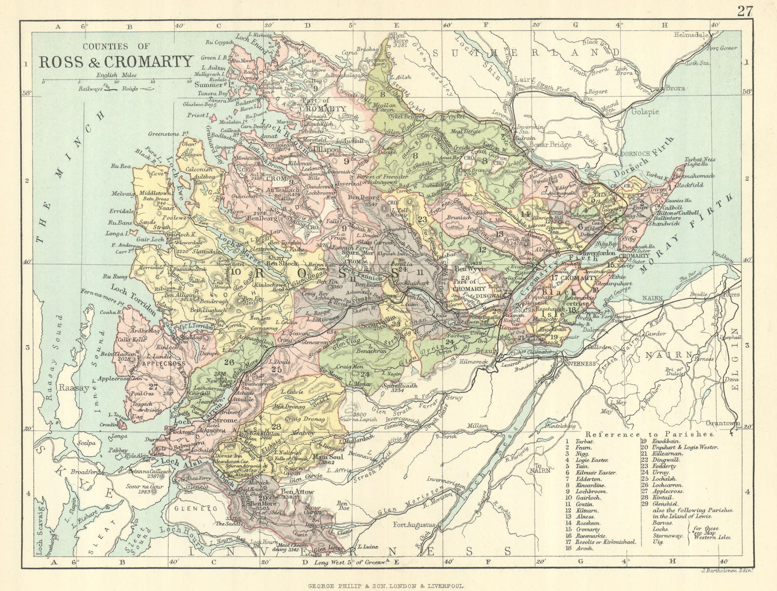 Counties Of Ross Cromarty Ross shire Cromartyshire BARTHOLOMEW counties-of-ross-cromarty-ross-shire-cromartyshire-bartholomew