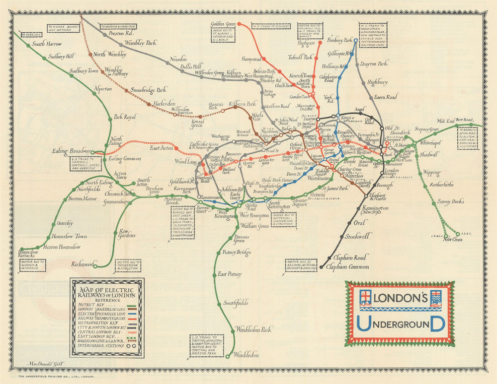 London's Underground. What to See/How to Travel. Macdonald Gill. March 1922 map