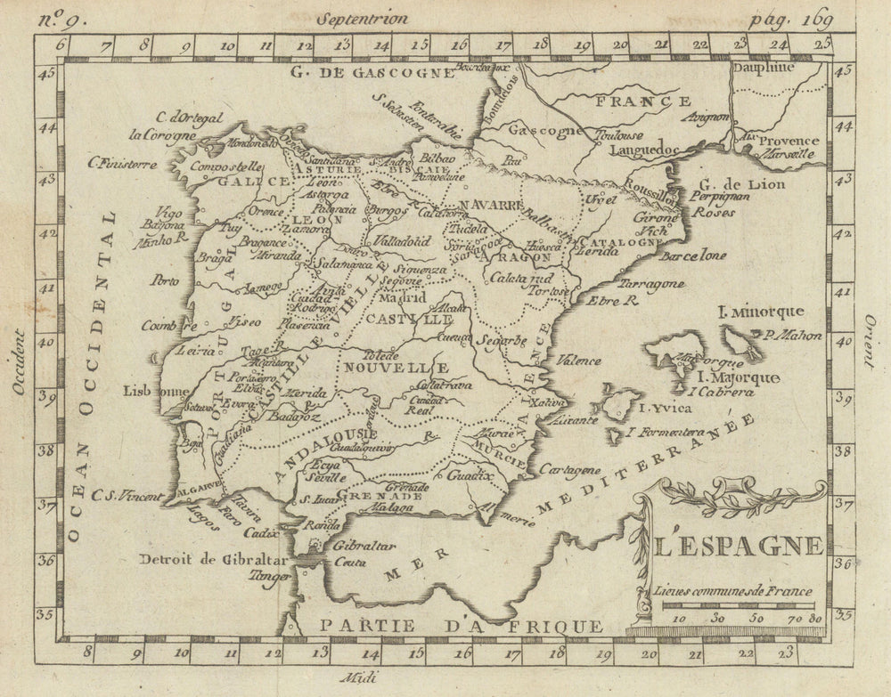L'Espagne. Spain & Portugal. Iberia. BUFFIER c1818 old antique map plan chart