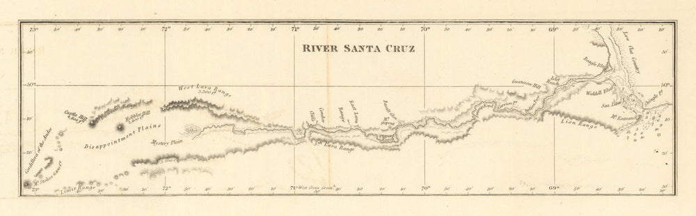 River Santa Cruz to illustrate the Beagle/FitzRoy/Darwin expedition RGS 1837 map