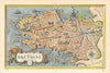 La Bretagne region pictorial map by Laszlo Fircsa. Brittany 1948 old