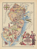 New Jersey small state map by Jacques Liozu 1946 old vintage plan chart