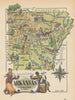 Arkansas small state map by Jacques Liozu 1946 old vintage plan chart
