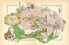 Oslo (centre) small pictorial city plan by Jacques Liozu. Norway 1952 old map