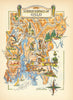 Surroundings of Oslo small pictorial map by Jacques Liozu. Norway 1952 old