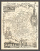 Worcestershire antique county map by Thomas Moule 1837 old chart