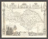 Yorkshire North Riding antique county map by Thomas Moule 1837 old