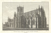 South-east View of Selby Abbey Church, Yorkshire 1815 old antique print