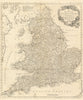 A New Map of England and Wales by Thomas Jefferys 1757 old antique chart