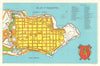 Colourful tourist city plan of Valletta, Malta c1960 old vintage map chart