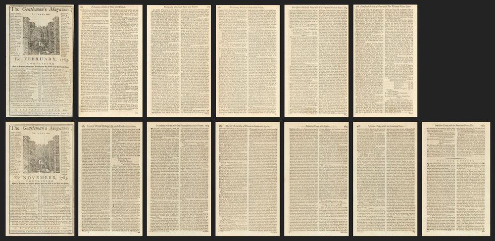 Treaty of Paris text ending the American Revolutionary War in the Gents Mag 1783