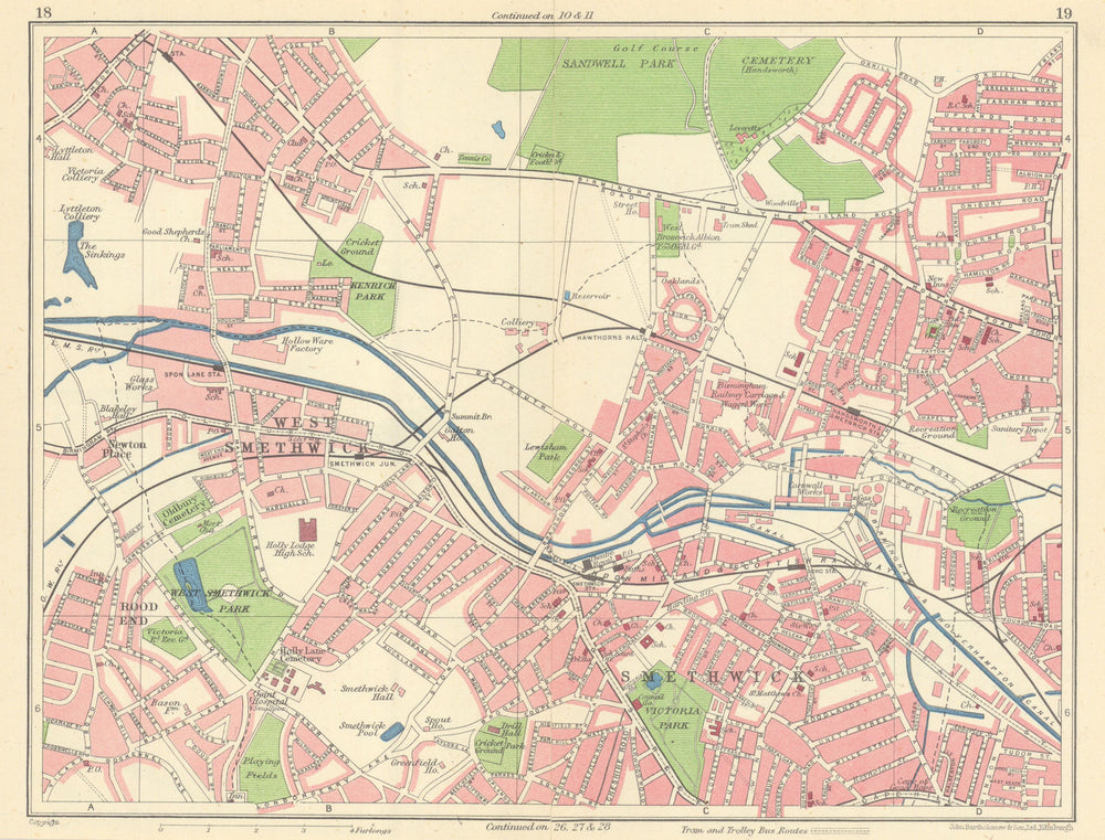 BIRMINGHAM NORTH WEST Smethwick Handsworth Rood End Sandwell Ladywood 1945 map