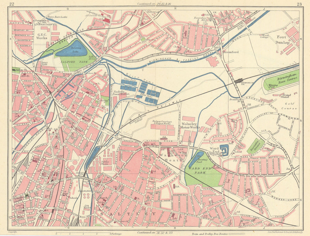 BIRMINGHAM NORTH Aston Saltley Bromford Washwood Heath Gravelly Hill 1945 map