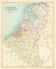 Holland and Belgium. Luxembourg. Benelux. BARTHOLOMEW 1909 old antique map