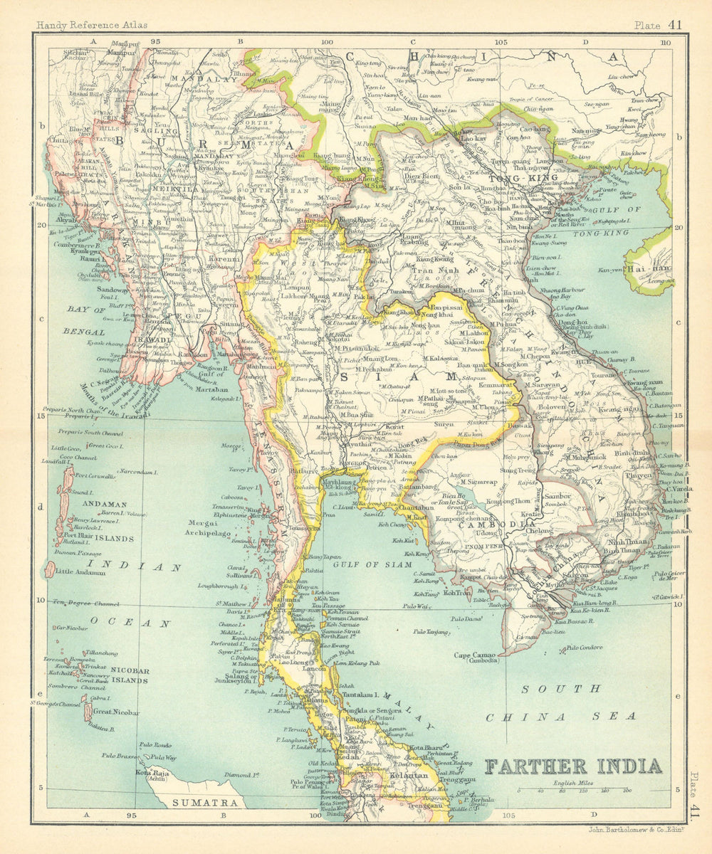 Farther India. Siam in spheres of influence. Anam. Burma. Indochina 1909 map