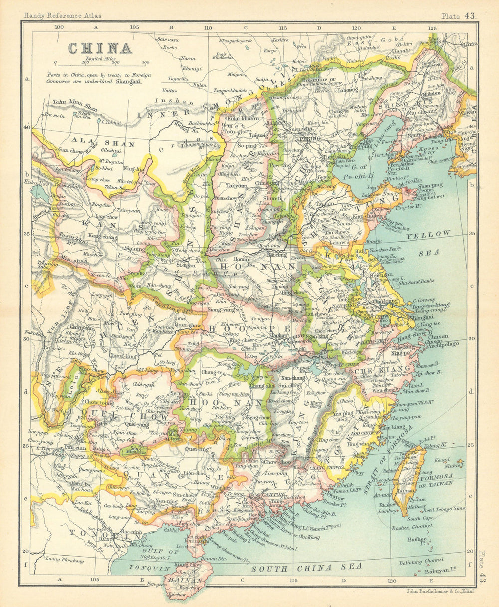 China in provinces. BARTHOLOMEW 1909 old antique vintage map plan chart