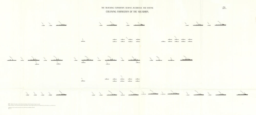Zeebrugge & Ostend Raids April 1918. Squadron cruising formation. WW1 1931 map
