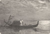 VENICE. Moonlight on the Lagoon 1880 old antique vintage print picture