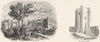 CONISBOROUGH CASTLE. & Battle Abbey 1845 old antique vintage print picture