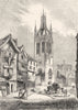 NORTHUMBS. St Nicholas Church, Newcastle, Tyne 1845 old antique print picture