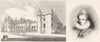 HOLYROOD PALACE. & Anne of Denmark, Queen James I 1845 old antique print