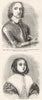 POLITICS. Oliver Cromwell & wife 1845 old antique vintage print picture
