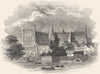 LONDON. Houses of Parliament, river. Temp Charles II 1845 old antique print