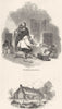 PERSHORE. Hudibras writing letter; Butler's House 1845 old antique print