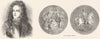 KINGS. James Francis(Belle); Seal of George I 1845 old antique print picture